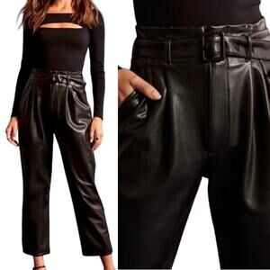 Abercrombie & Fitch A&F Black‎ Faux Leather Belted Trouser Pants Size Small